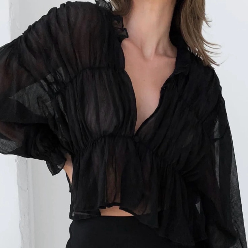 Chiffon Ruffle Detail Blouse